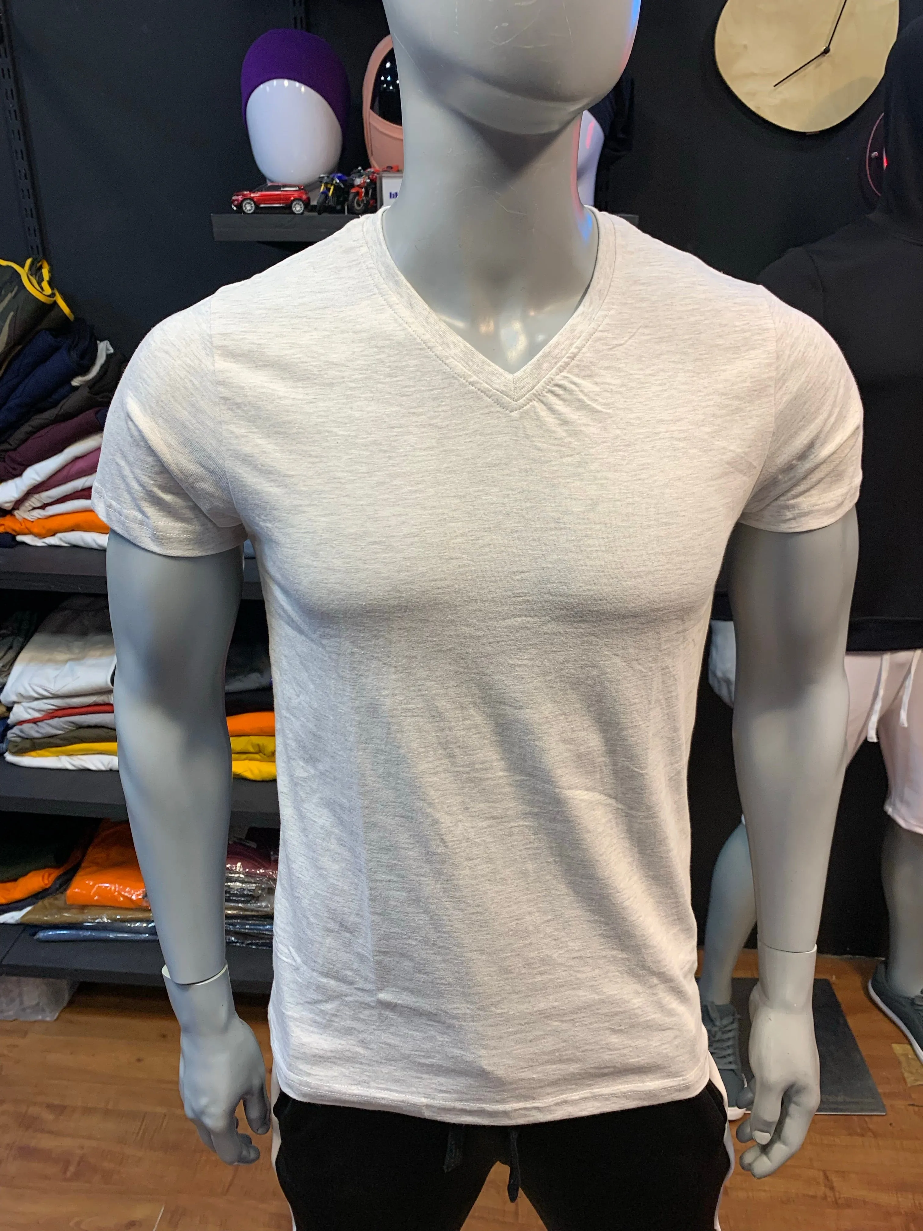 Ecru V neck Basic Tshirt