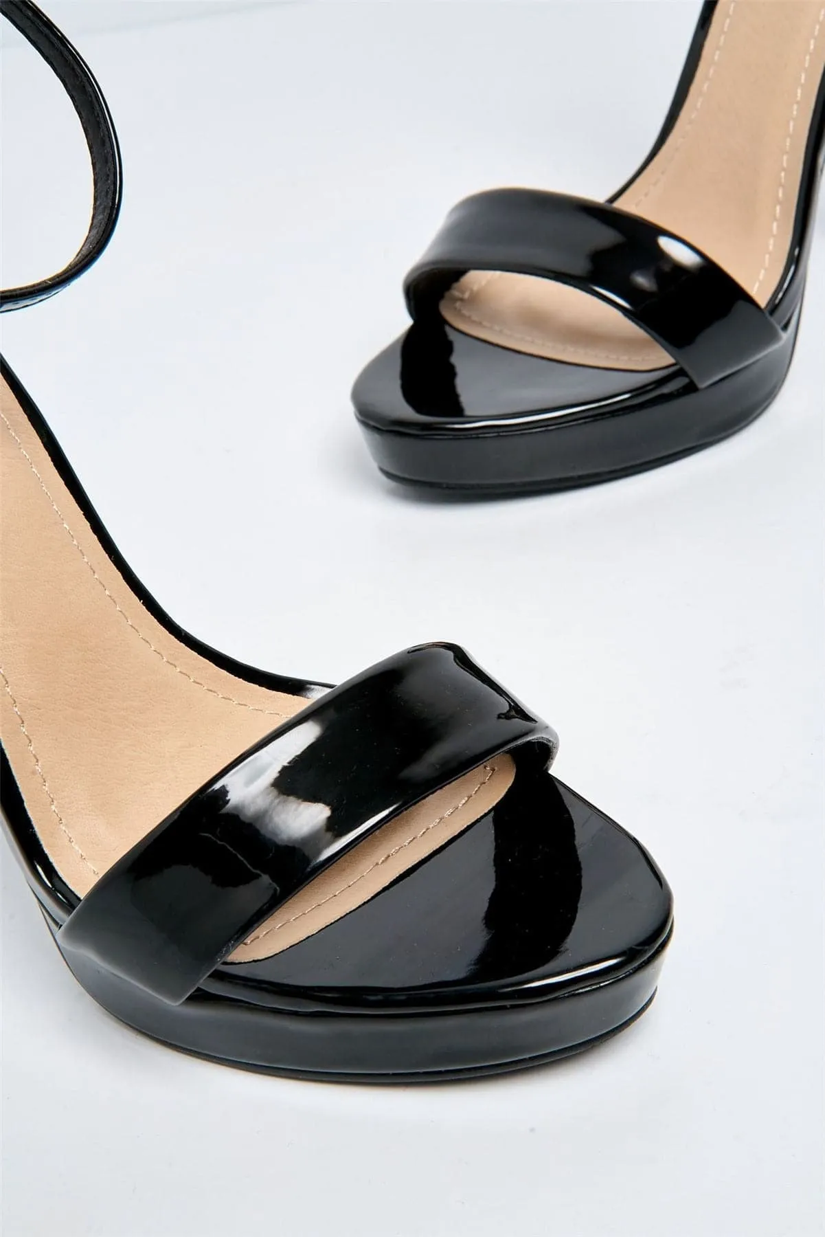 Ella Barely There Platform Sandal in Black Patent