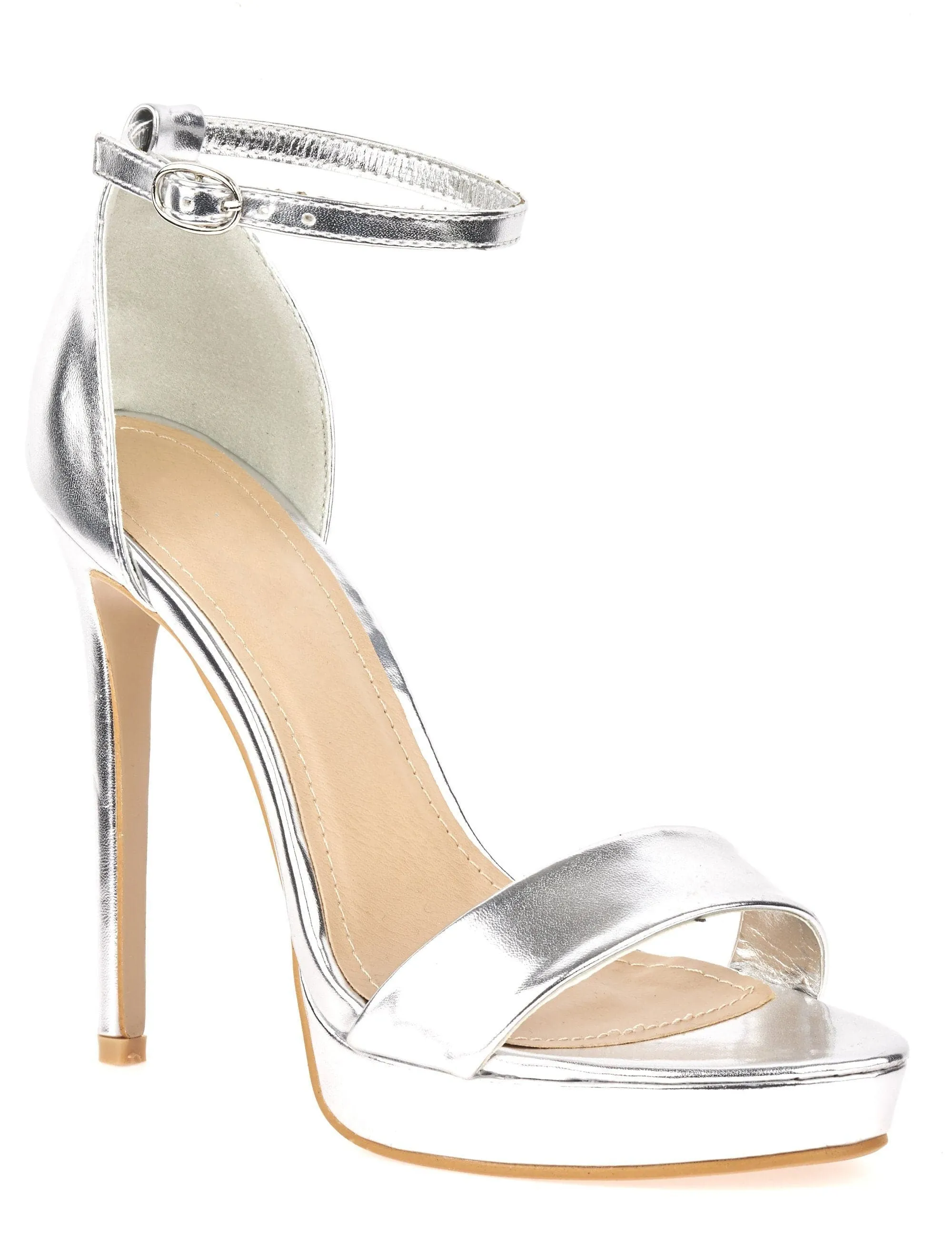 Ella Barely There Platform Sandal in Silver PU