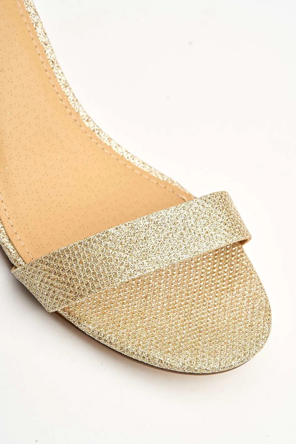 Elodie Gold Trim Anklestrap Sandal in Champagne Shimmer