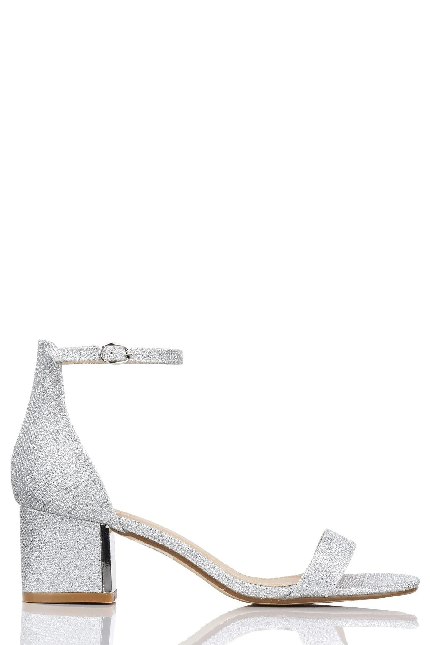 Elodie Gold Trim Anklestrap Sandal In Silver Shimmer