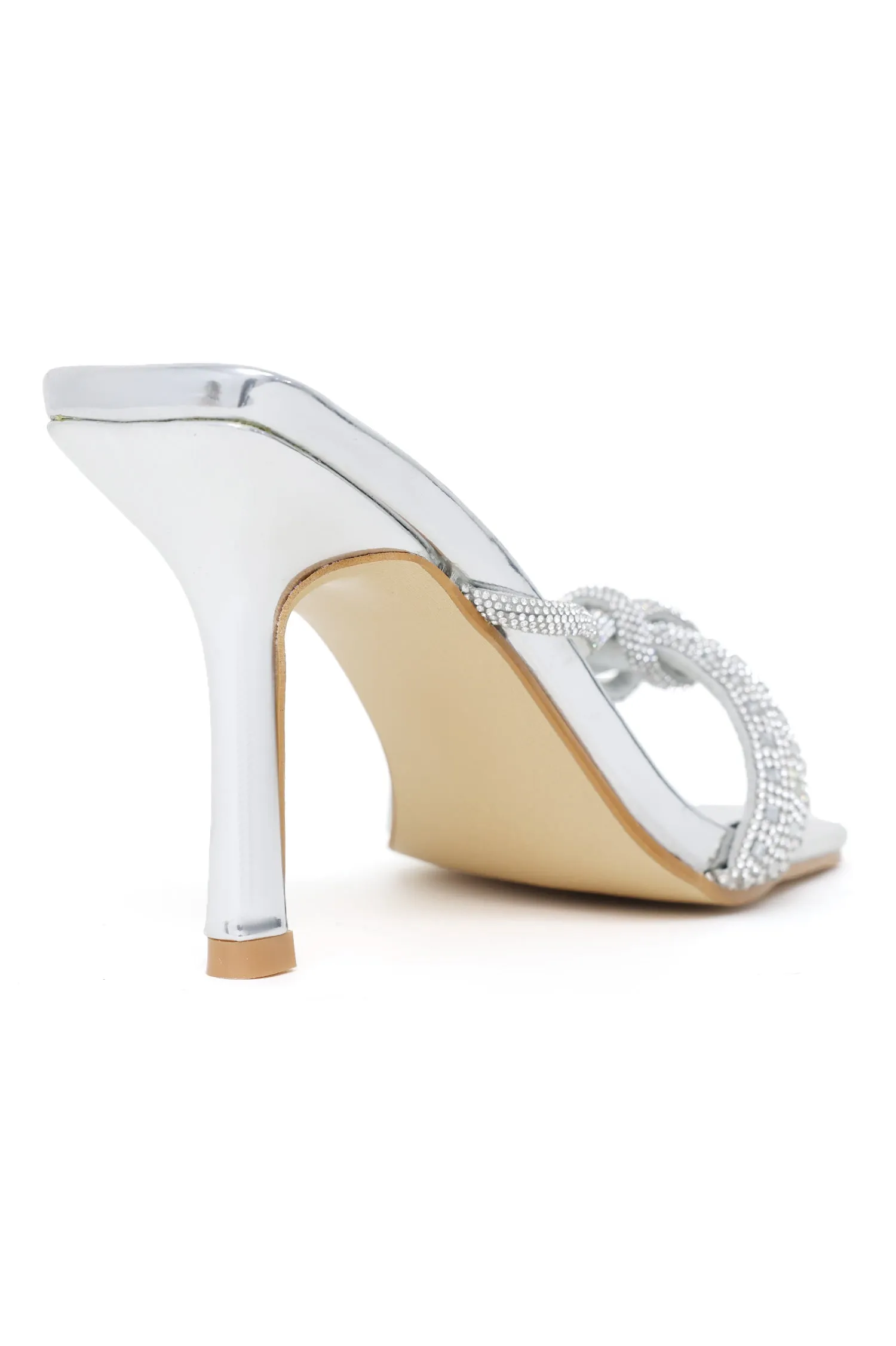 EMBELLISHED KNOT HEELS-SILVER