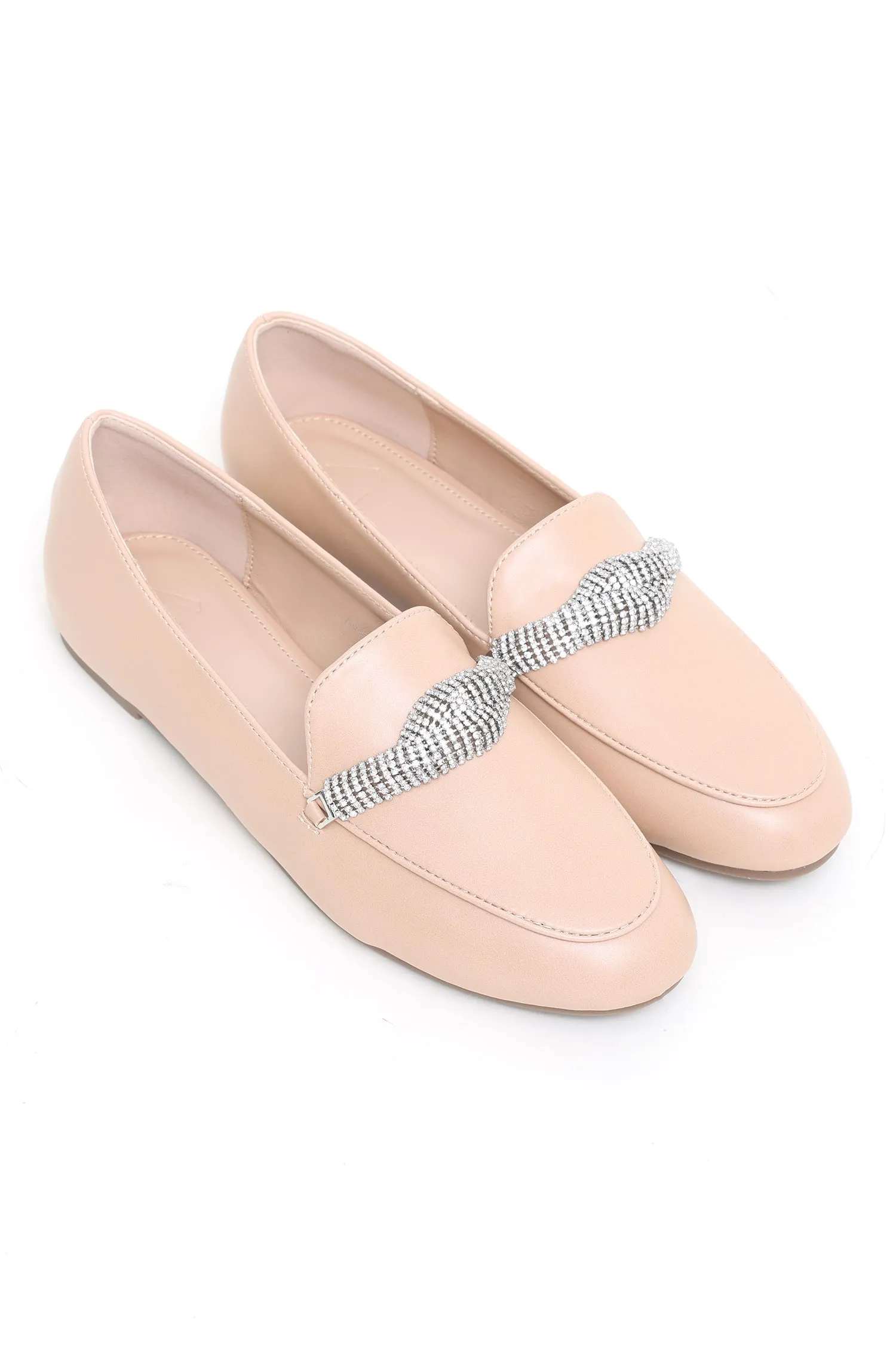 EMBELLISHED LOAFERS-NUDE