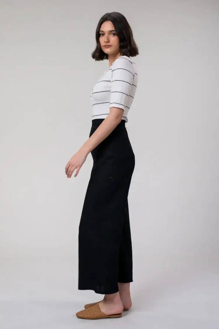 Emma linen pants in black by Wilga Clothing