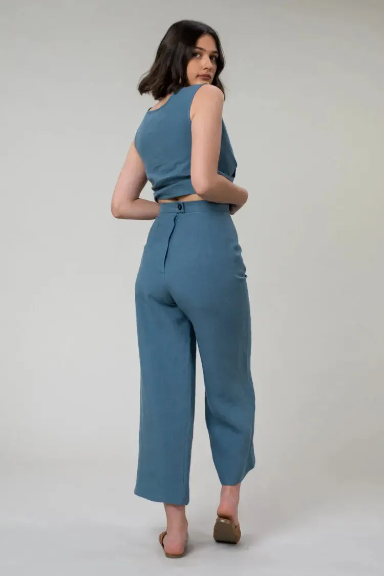 Emma linen pants in sky linen by Wilga Clothing