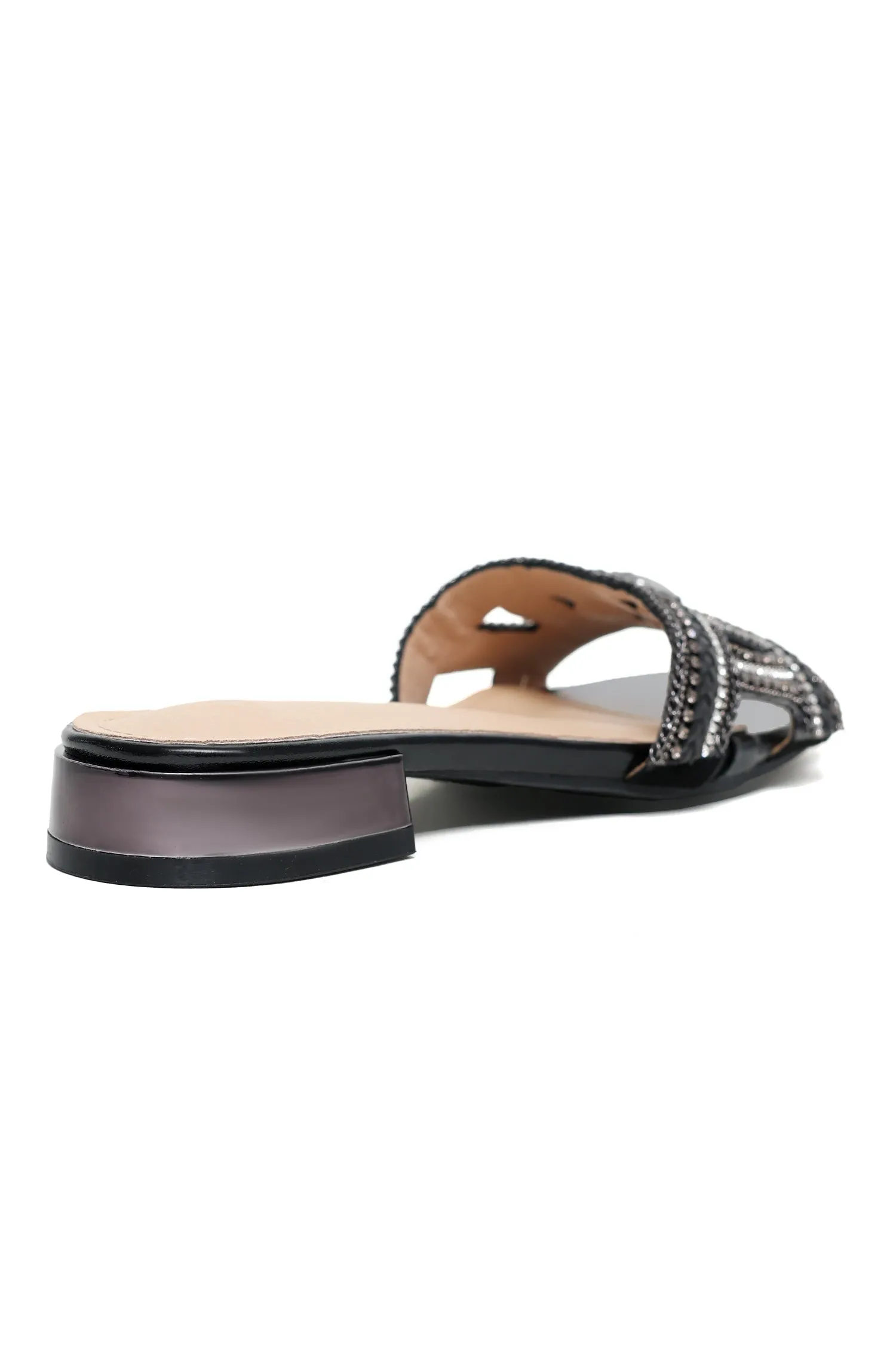 EXQUISITE GEM-EMBELLISHED SLIDES-BLACK