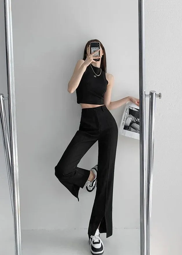 Feeling Casual Chique front slit mopping pants