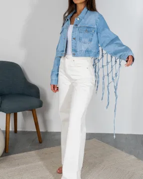 Fishing Net Crop Denim Jacket 3230 - كوت