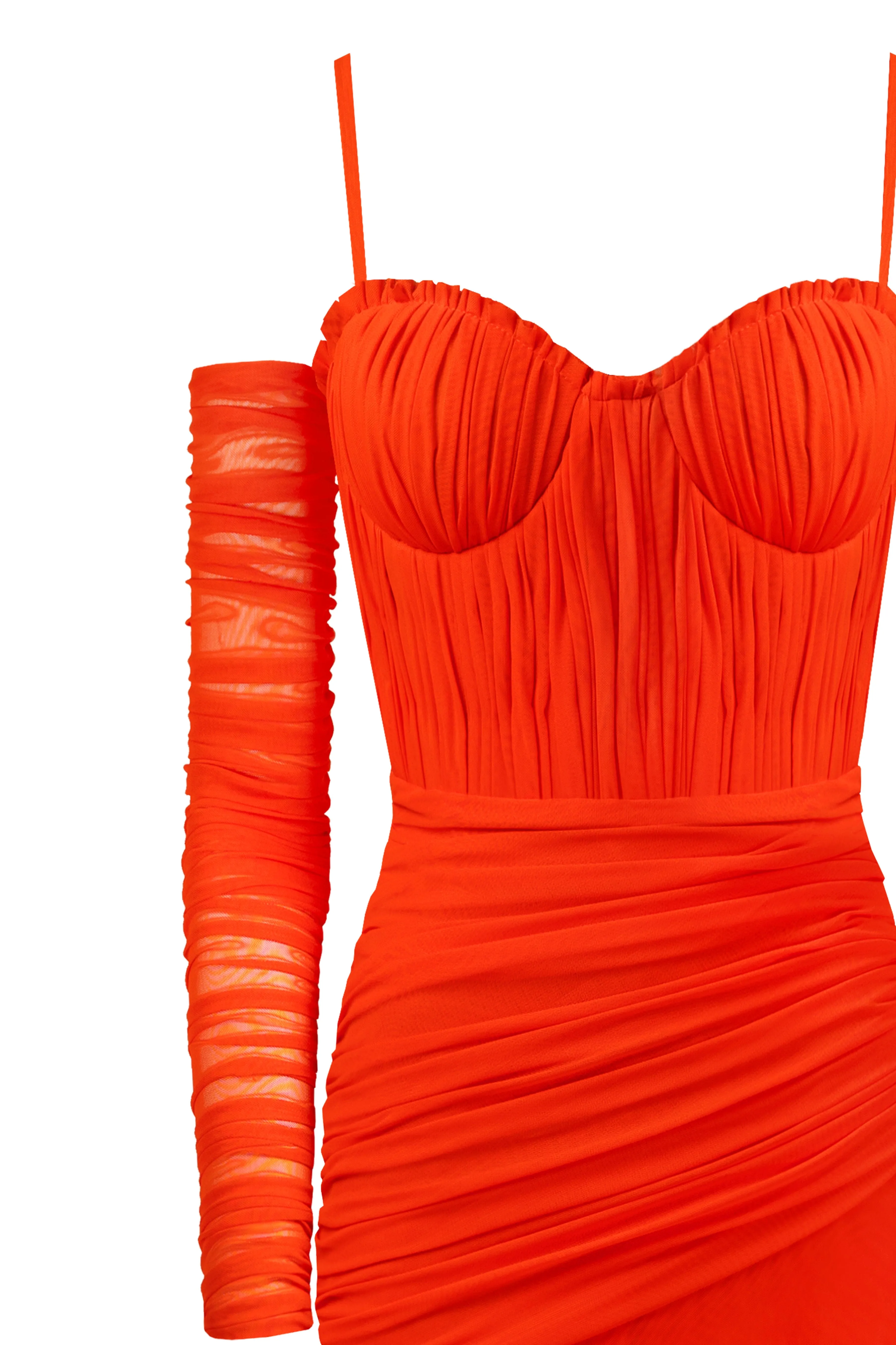 Flamboyant coral bustier maxi dress