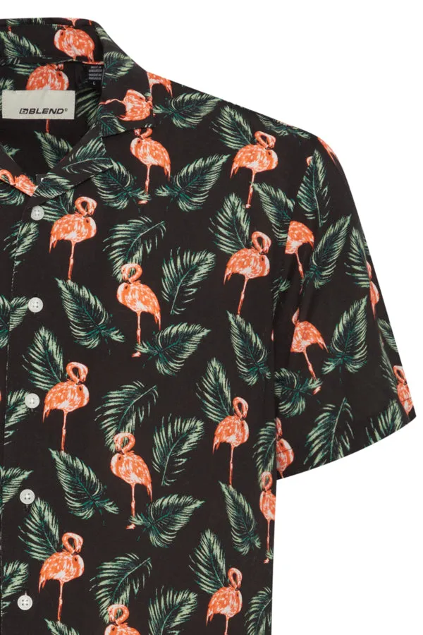 FLAMINGO PRINT SHORT SLEEVE SHIRT