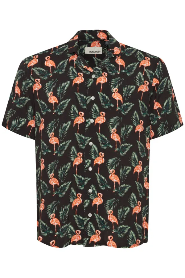 FLAMINGO PRINT SHORT SLEEVE SHIRT