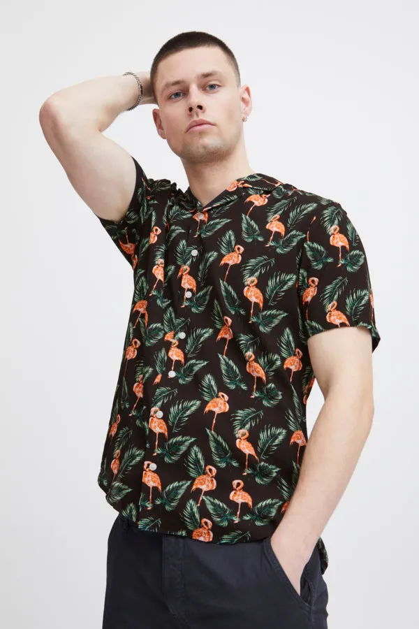 FLAMINGO PRINT SHORT SLEEVE SHIRT