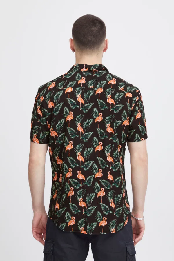 FLAMINGO PRINT SHORT SLEEVE SHIRT