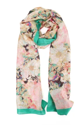 FLORA CHIFFON SCARF-GREEN