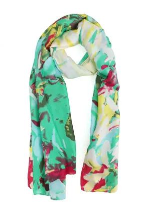 FLORA CHIFFON SCARF-GREEN