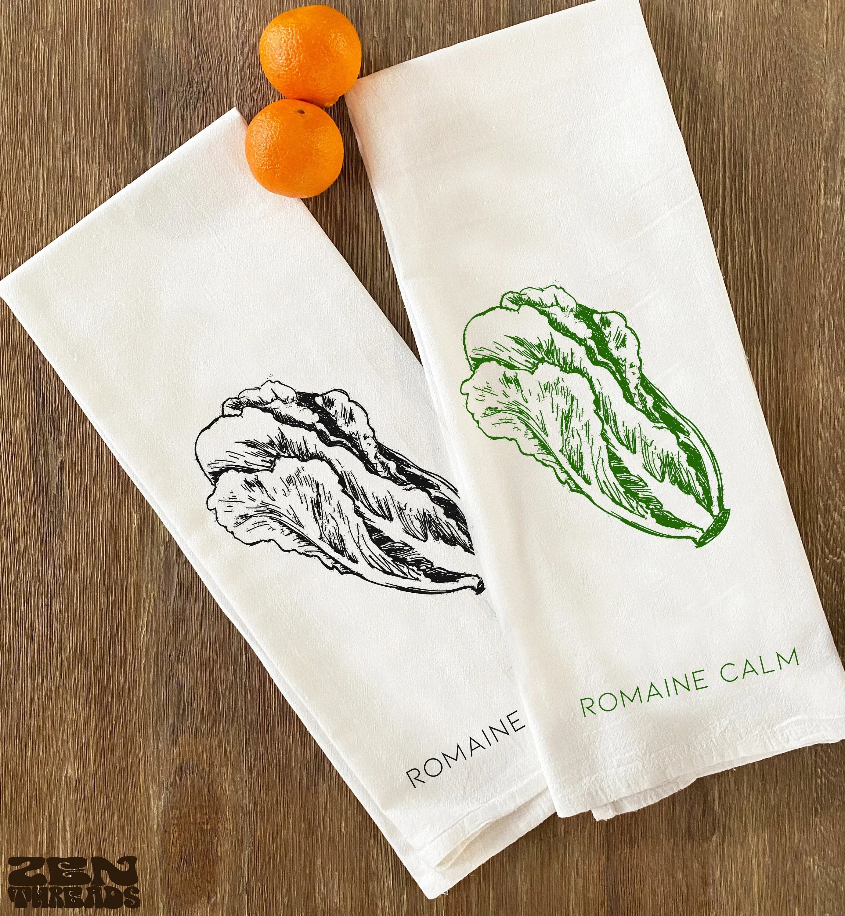 Flour Sack Kitchen Towels - Lettuce Romaine Calm - Eco-Friendly Cotton - 28x33 Inches