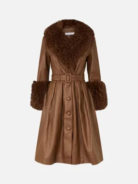 Foxy Shearling Coat in Walnut