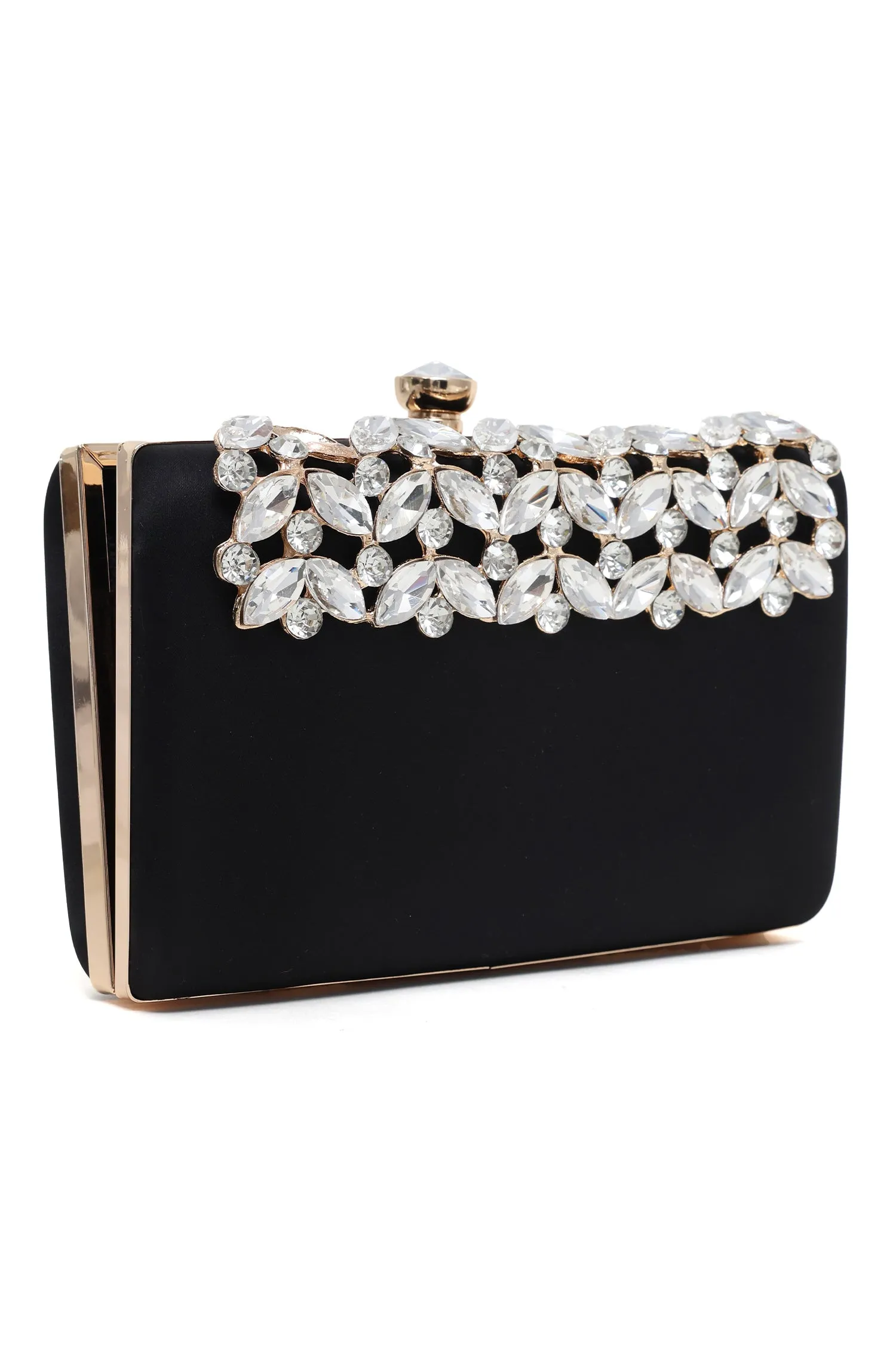 GLAM CRYSTAL EMBELLISHED CLUTCH-BLACK