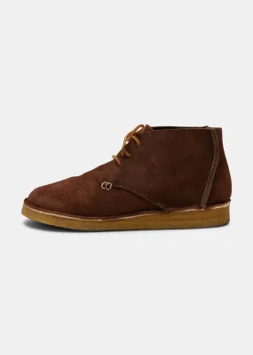 Glenn Reverse Tumbled Boot On Crepe Outsole - Dark Brown