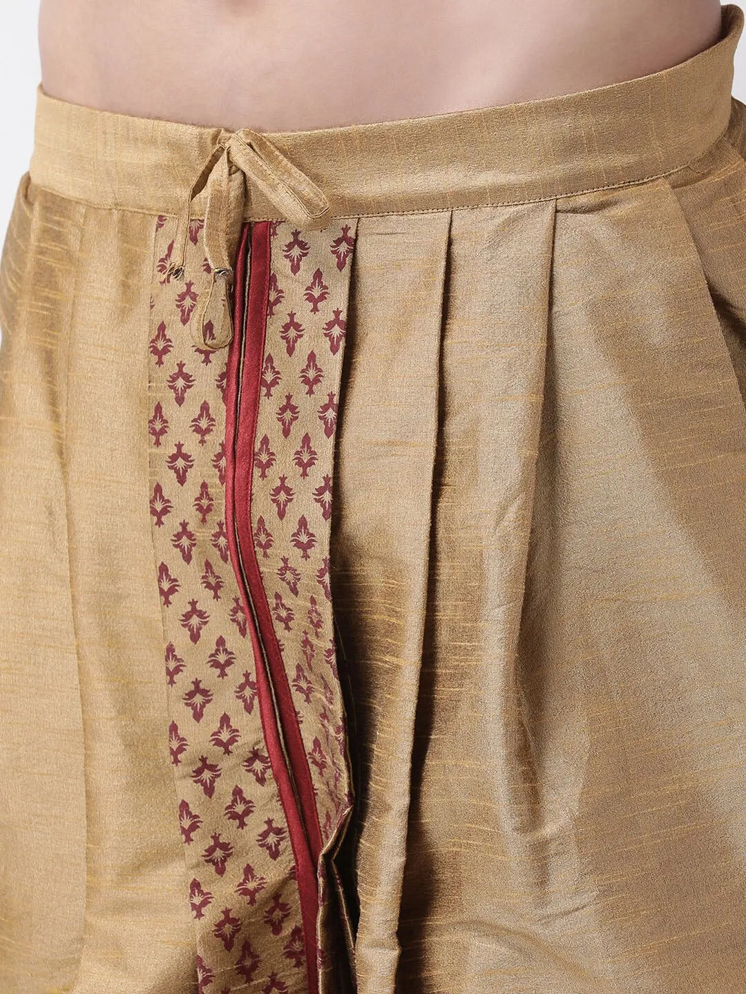 Golden & Maroon Silk Dhoti Pants