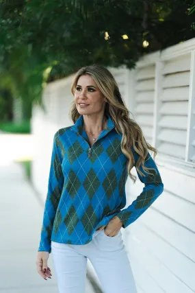 Golf Top Knit Argyle Blue