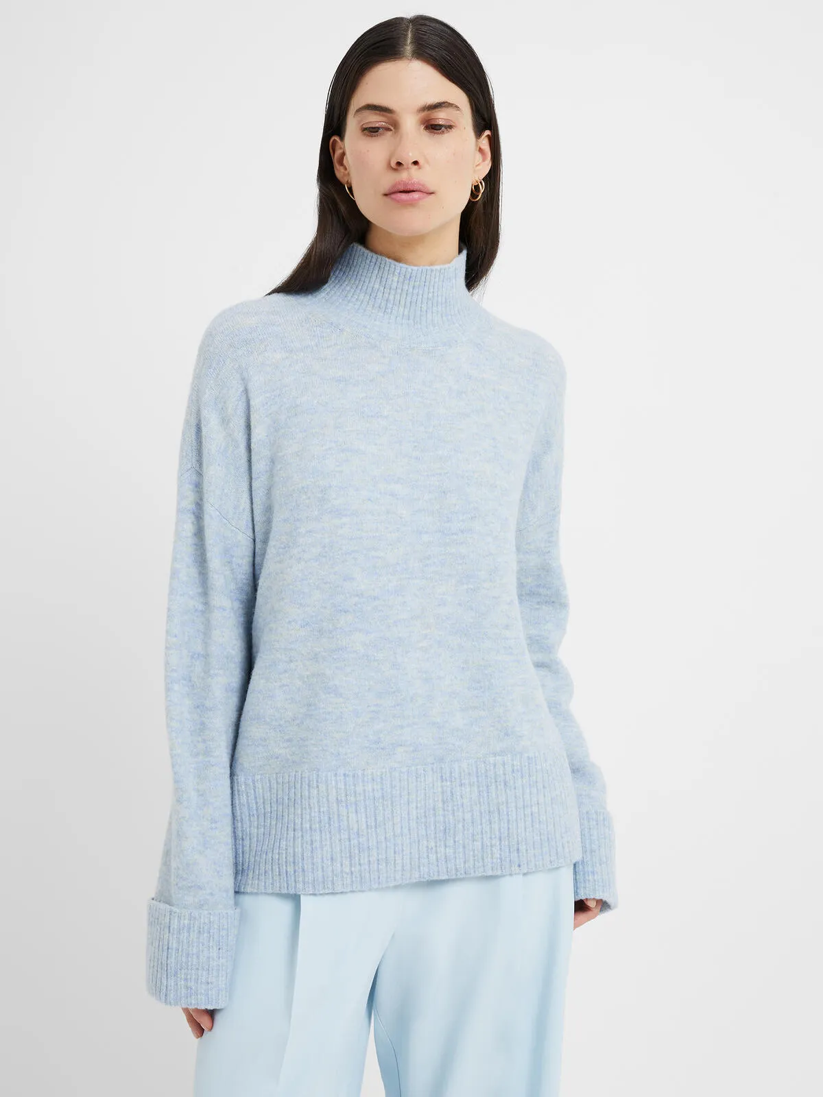 Great Plains Carice Knit High Neck Jumper-Corfu Blue-J8WAO