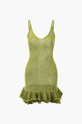 Green Crochet Mini Dress