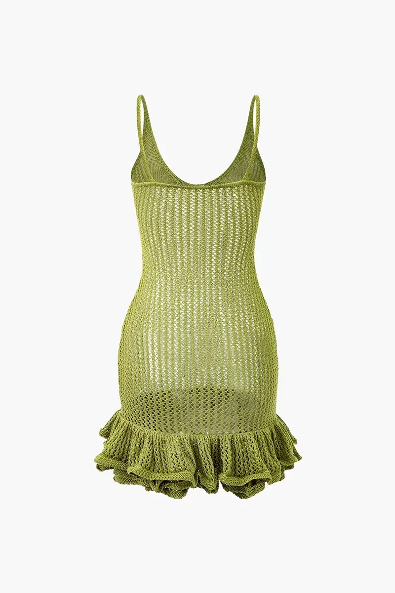 Green Crochet Mini Dress