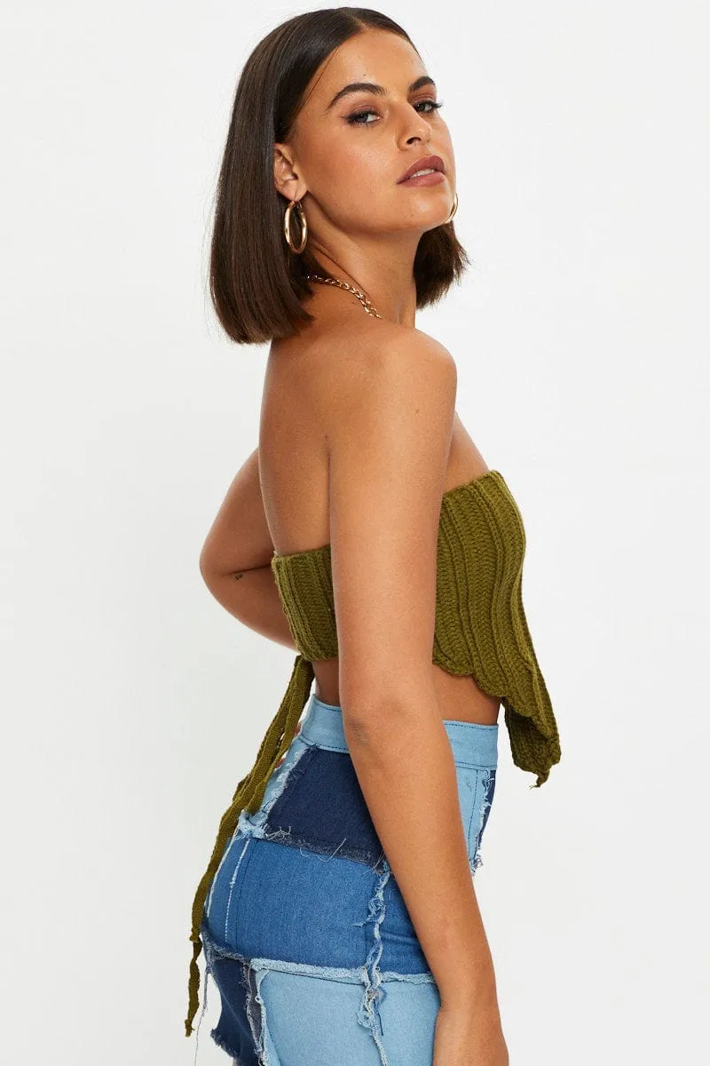 Green Knit Scarf Top