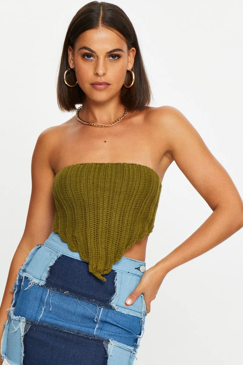 Green Knit Scarf Top