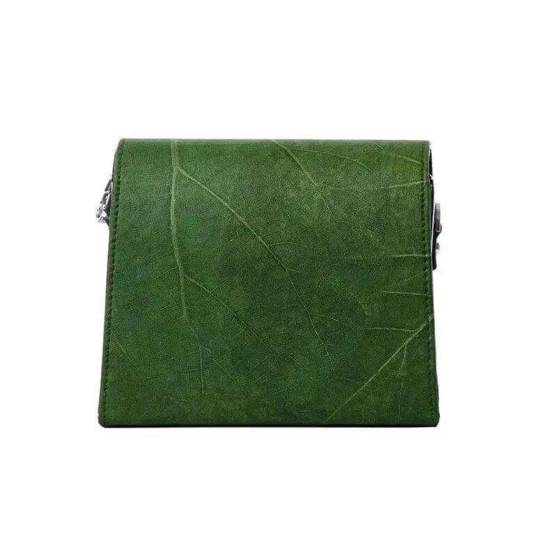 Green Vegan leaf leather box bag