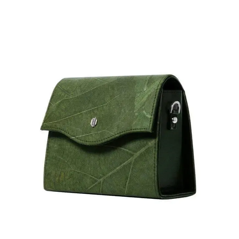 Green Vegan leaf leather box bag