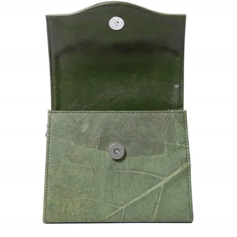 Green Vegan leaf leather box bag