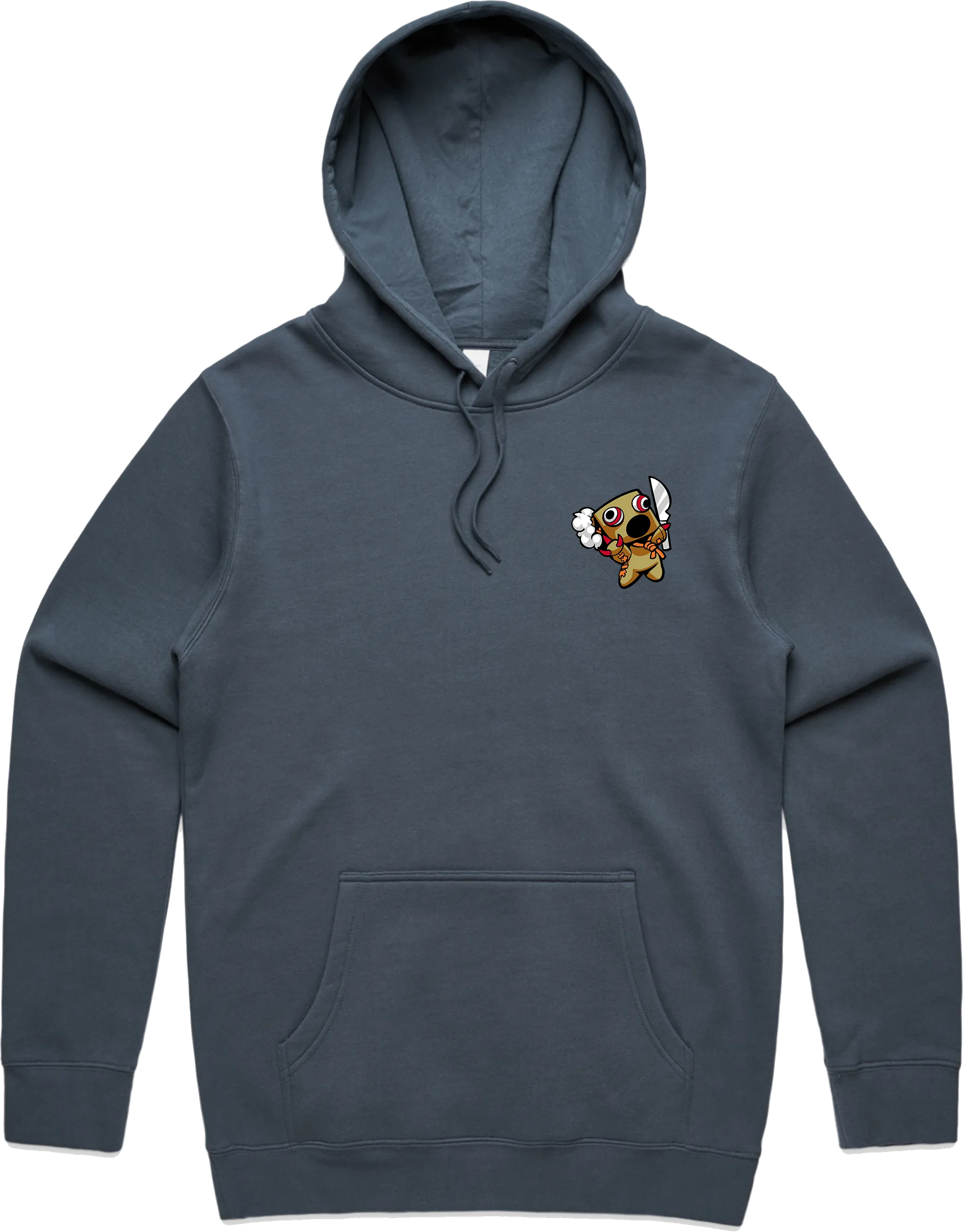 GUILTY GEAR - 'Mini Faust' Small Logo Embroidered Pullover Hoodie - Petrol Blue