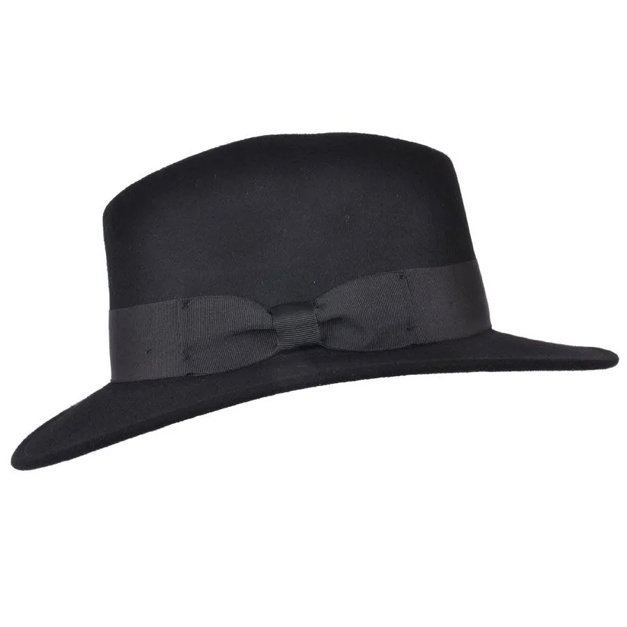 Handmade 100% Wool Black Fedora