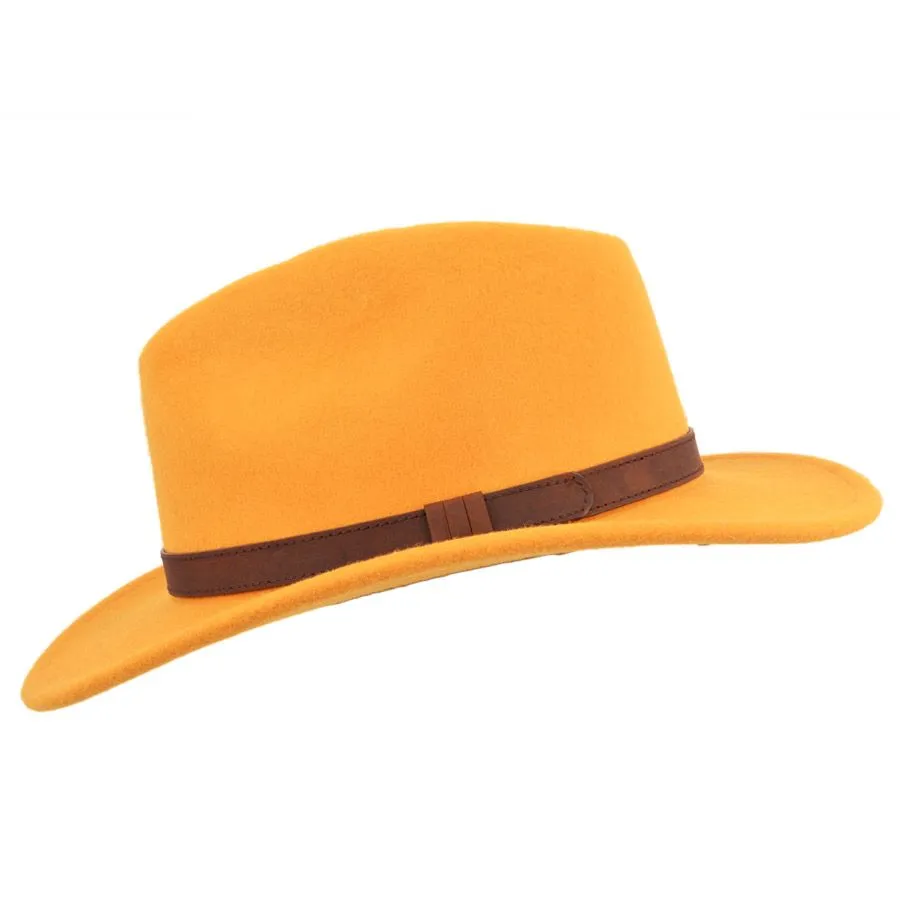 Handmade 100% Wool Mustard Fedora