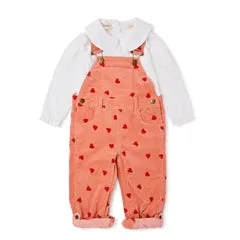 Heart Print Corduroy Dungarees - Dotty Dungarees