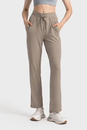 High-Waisted Straight-Leg Casual Trousers