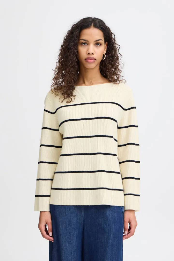 Ichi Boston Jumper-Almond Milk Black-20121505