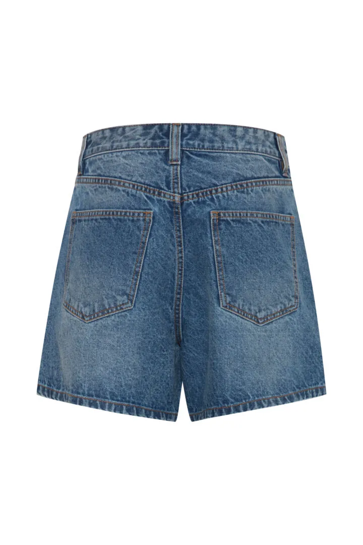 Ichi Haveny Denim Shorts-Medium Blue Stonewash-20121297