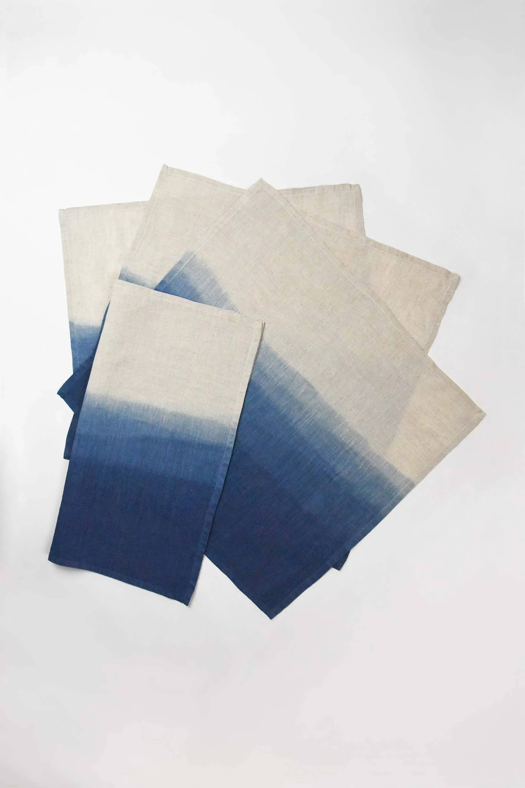 Indigo Dip Dyed Organic Linen Napkins