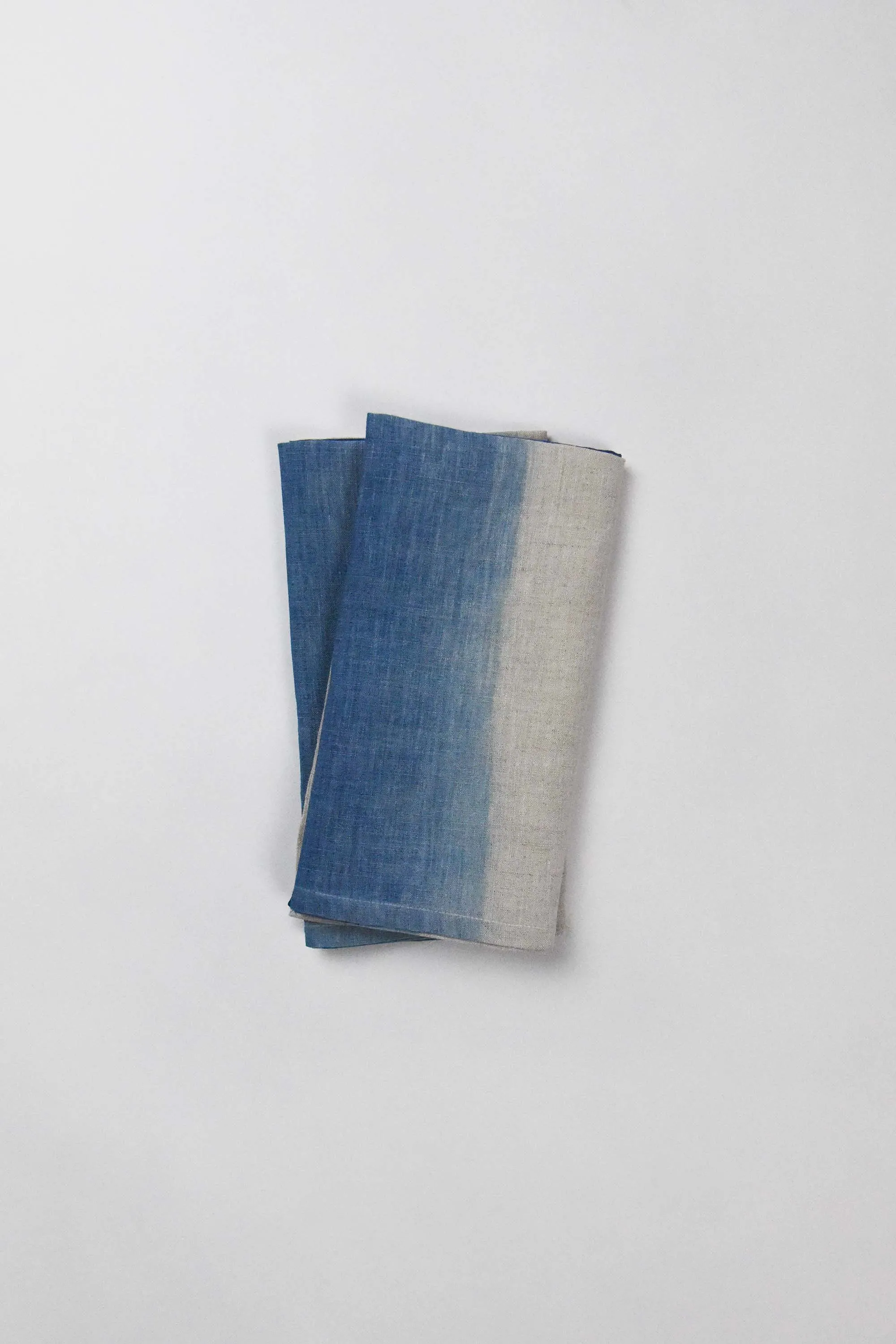 Indigo Dip Dyed Organic Linen Napkins