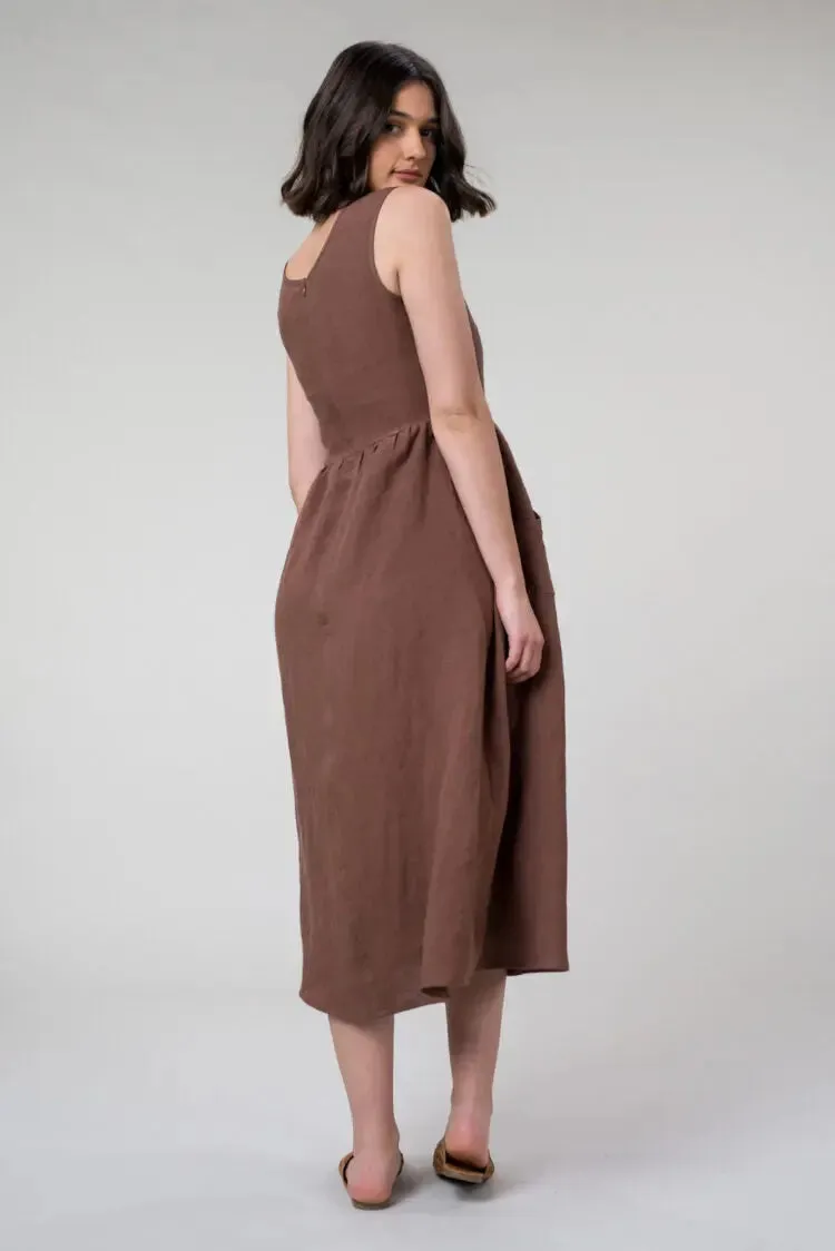 Jane Dress in Cacao Linen by Wilga Clothing