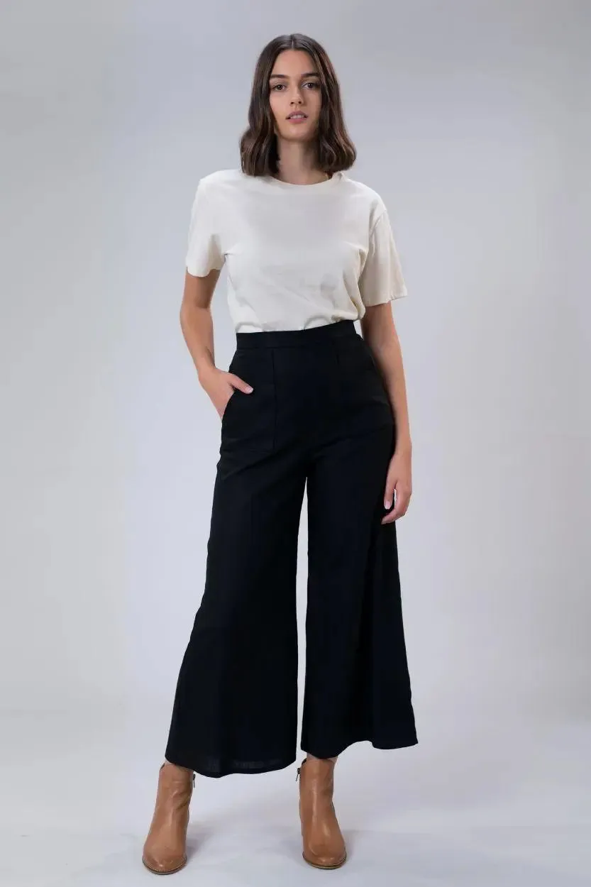 Jemima Pant In Black Linen by Wilga Clothing