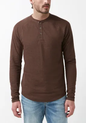 Kariver Men's Long-Sleeve Henley Top in Brown - BM24026