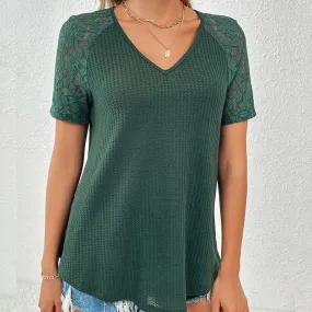 Lace Sleeve Tee (Dark Green)