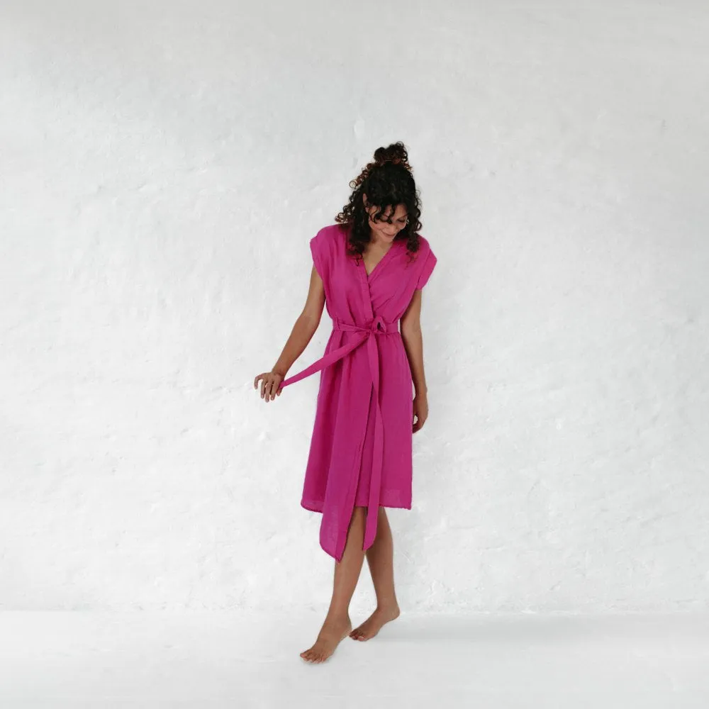 Linen dress Ayu neon pink by Seaside Tones