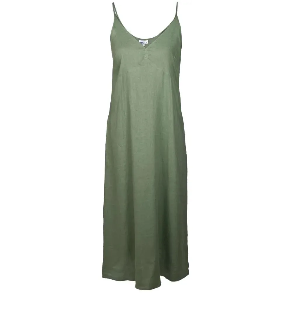 Linen Maxi Dress Gloria Green Tea