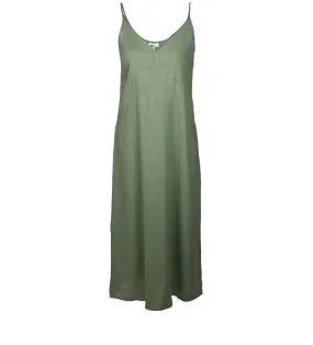 Linen Maxi Dress Gloria Green Tea