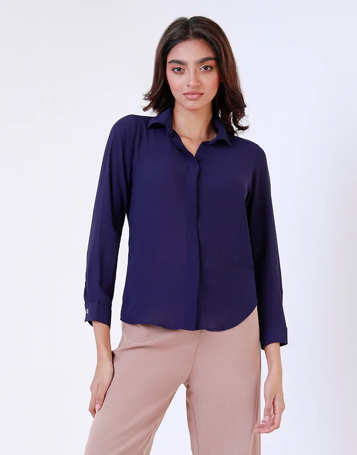 Long Sleeve Button-Up Shirt Blouse